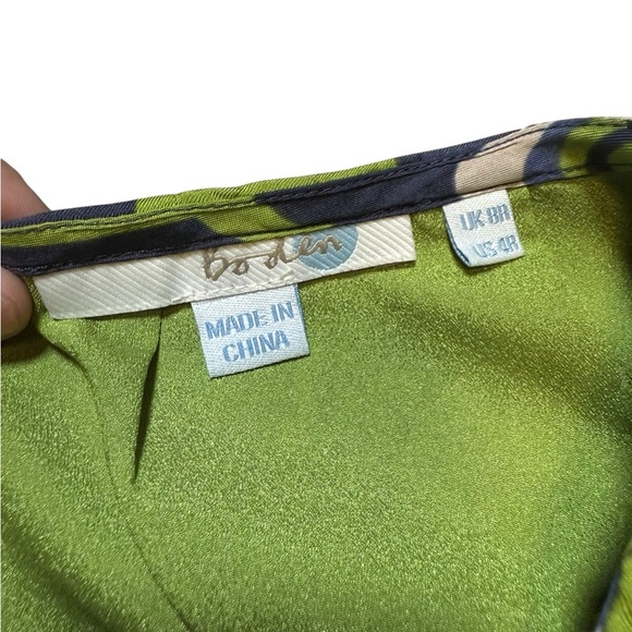 Boden Silk Mini Skirt Blue Cream Lime Floral Print Women’s Size 4R - Picture 2 of 8